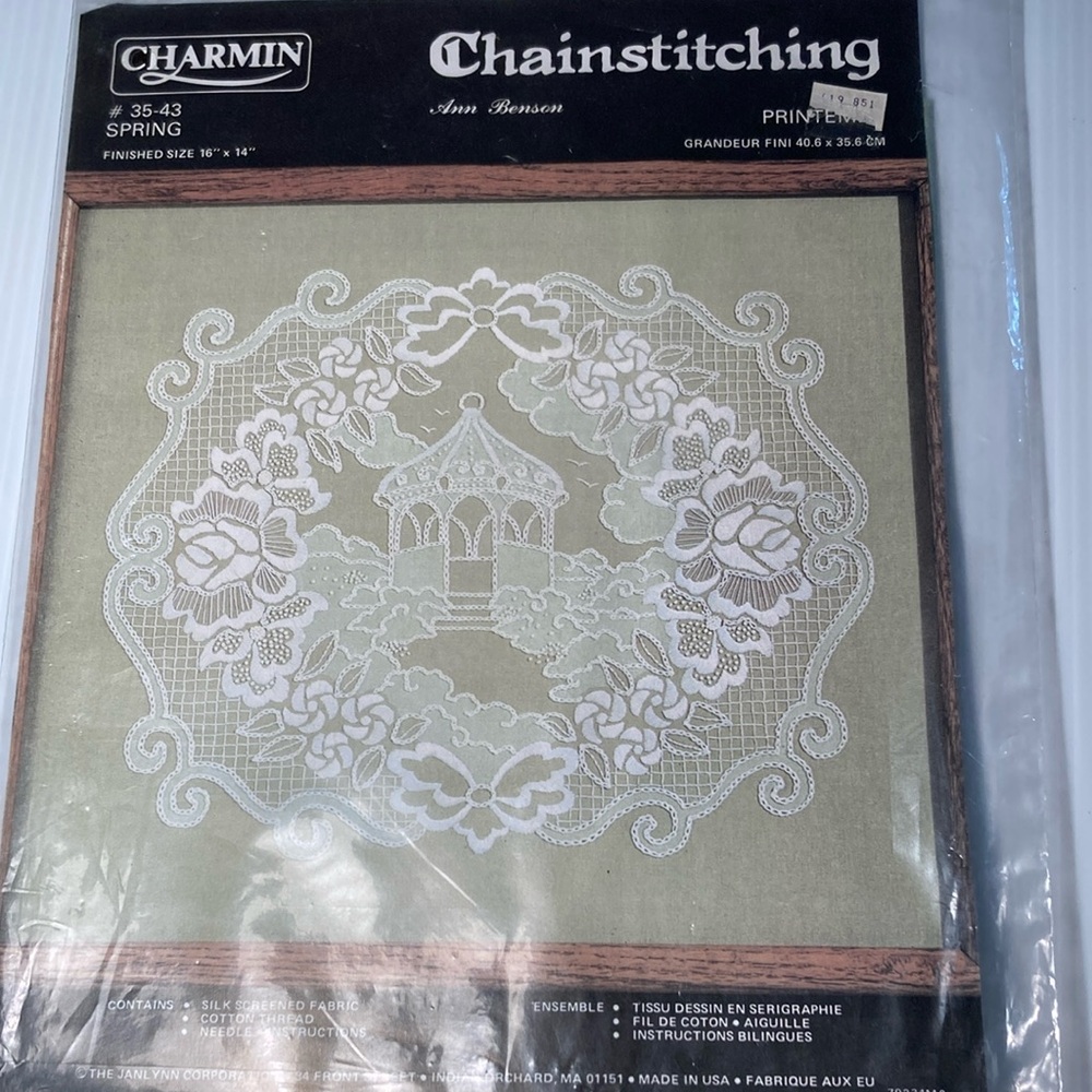 Charmin chain stitching Ann Bensen designed. 18‎ x 14” 35-43 “Spring” G1